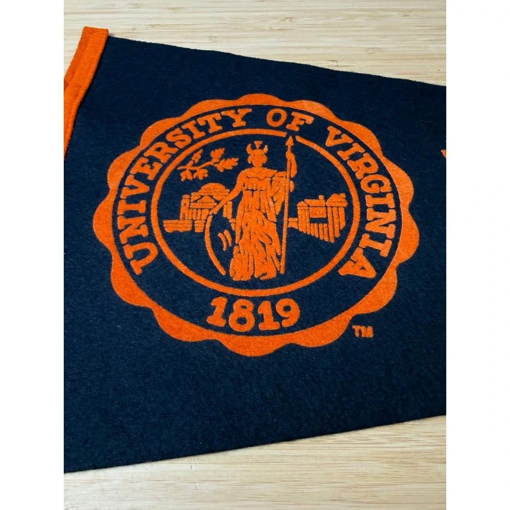 University of Virginia UVA Cavaliers Felt Pennant Navy Blue Orange 1819 Seal
